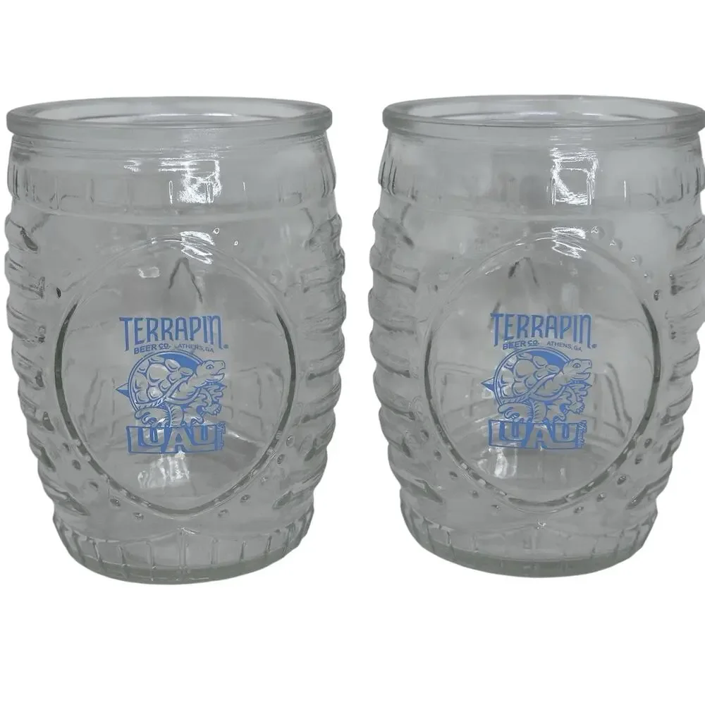 Terrapin Beer Co Athens Georgia Luau Krunkles Tiki Mug Glass Libbey 92142 Pair